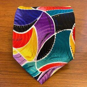 ANDHURST ~ Vintage 90s Bold Modern Art Print Neck Tie ~ Fantastic Colors!